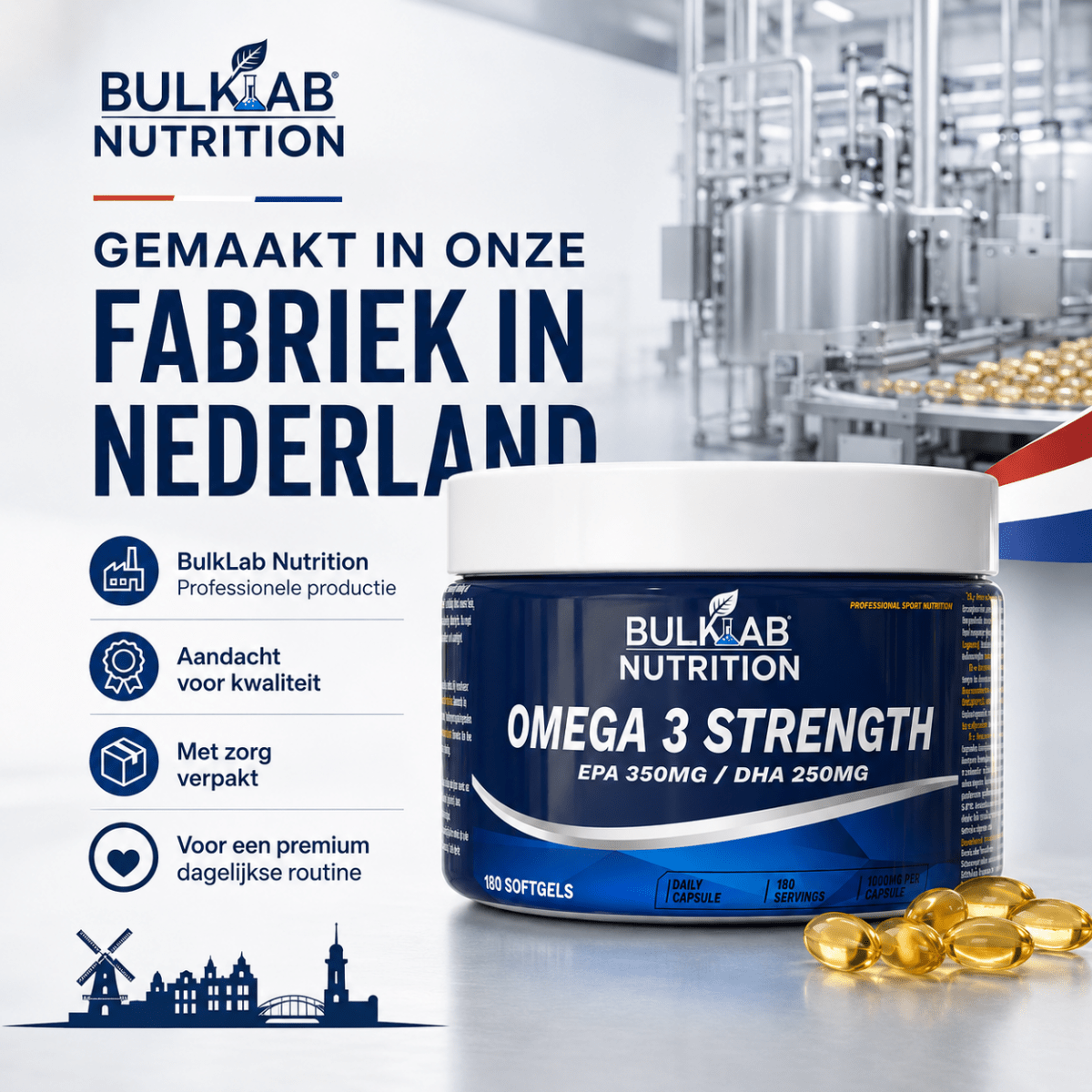 Omega 3 Strength EPA 350mg / DHA 250mg – BulkLab Nutrition - Golden Nuts