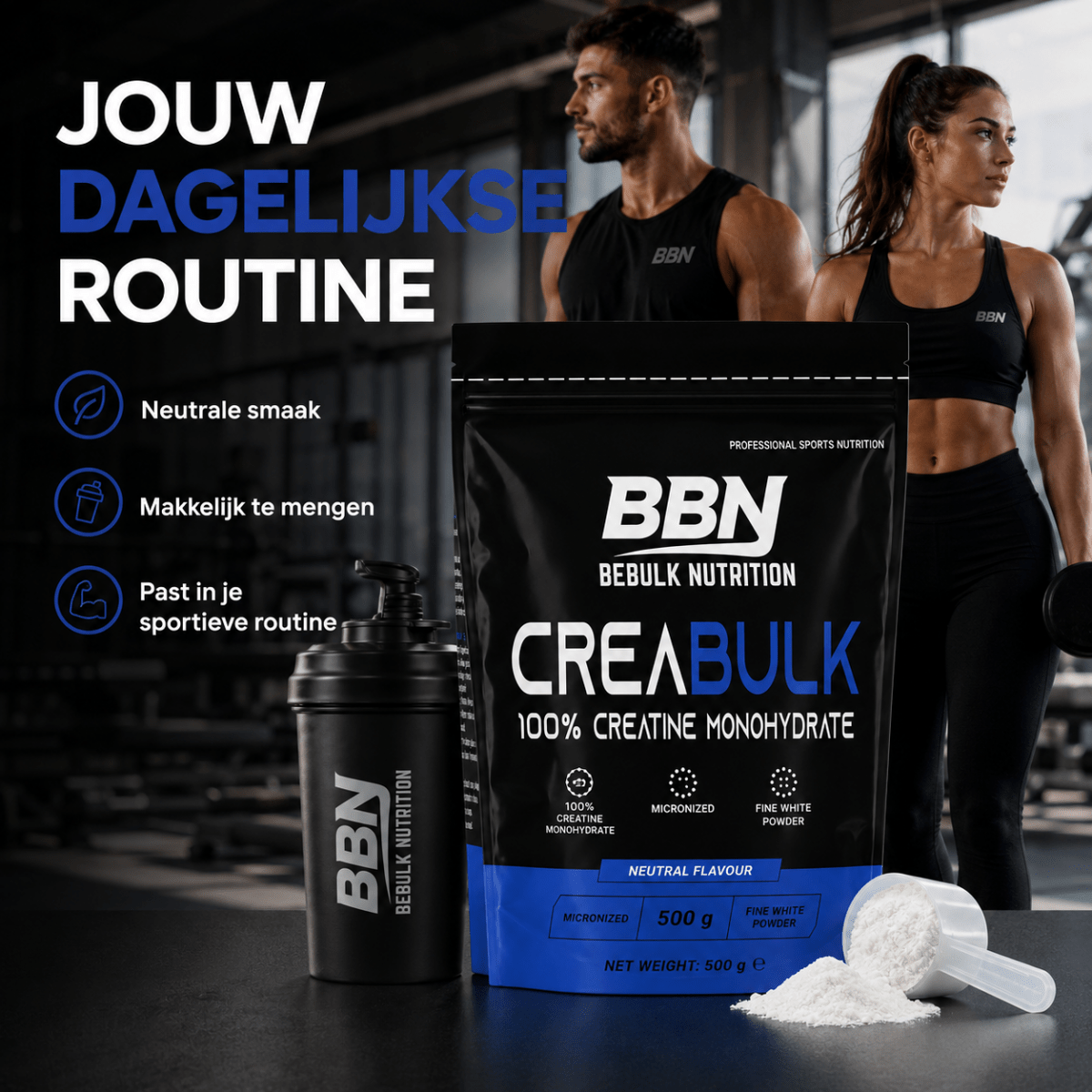 CreaBulk - 100% Creatine Monohydraat Micronized - BeBulk Nutrition - Golden Nuts