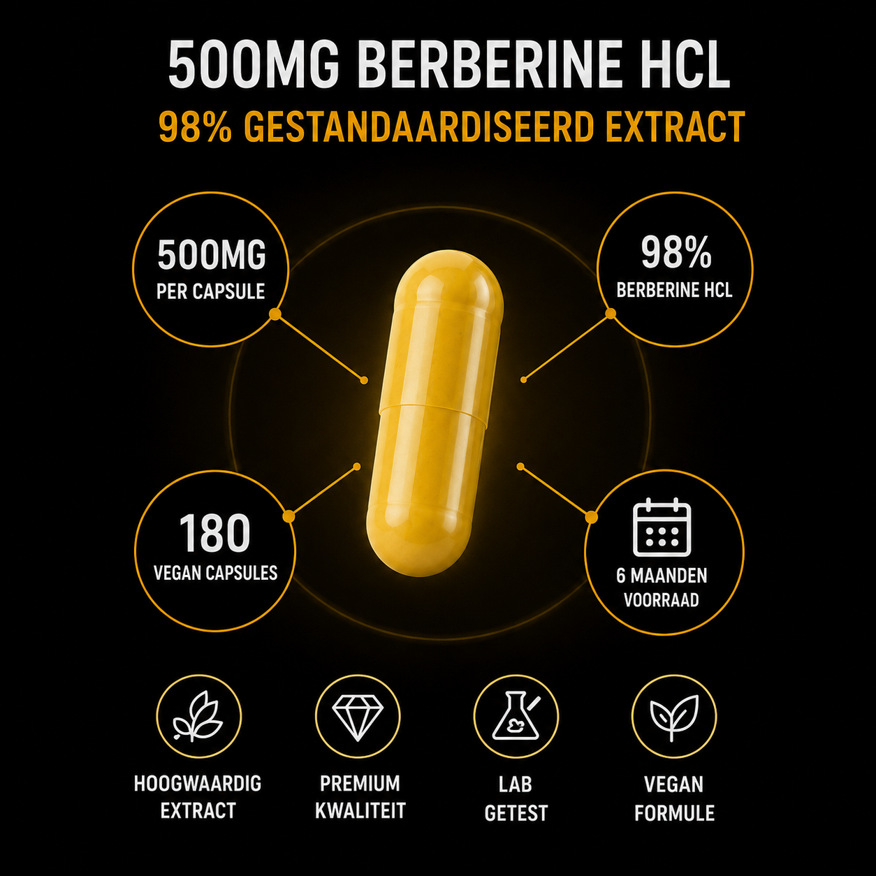 Berberine HCL 98% - Vegan - BeBulk Nutrition