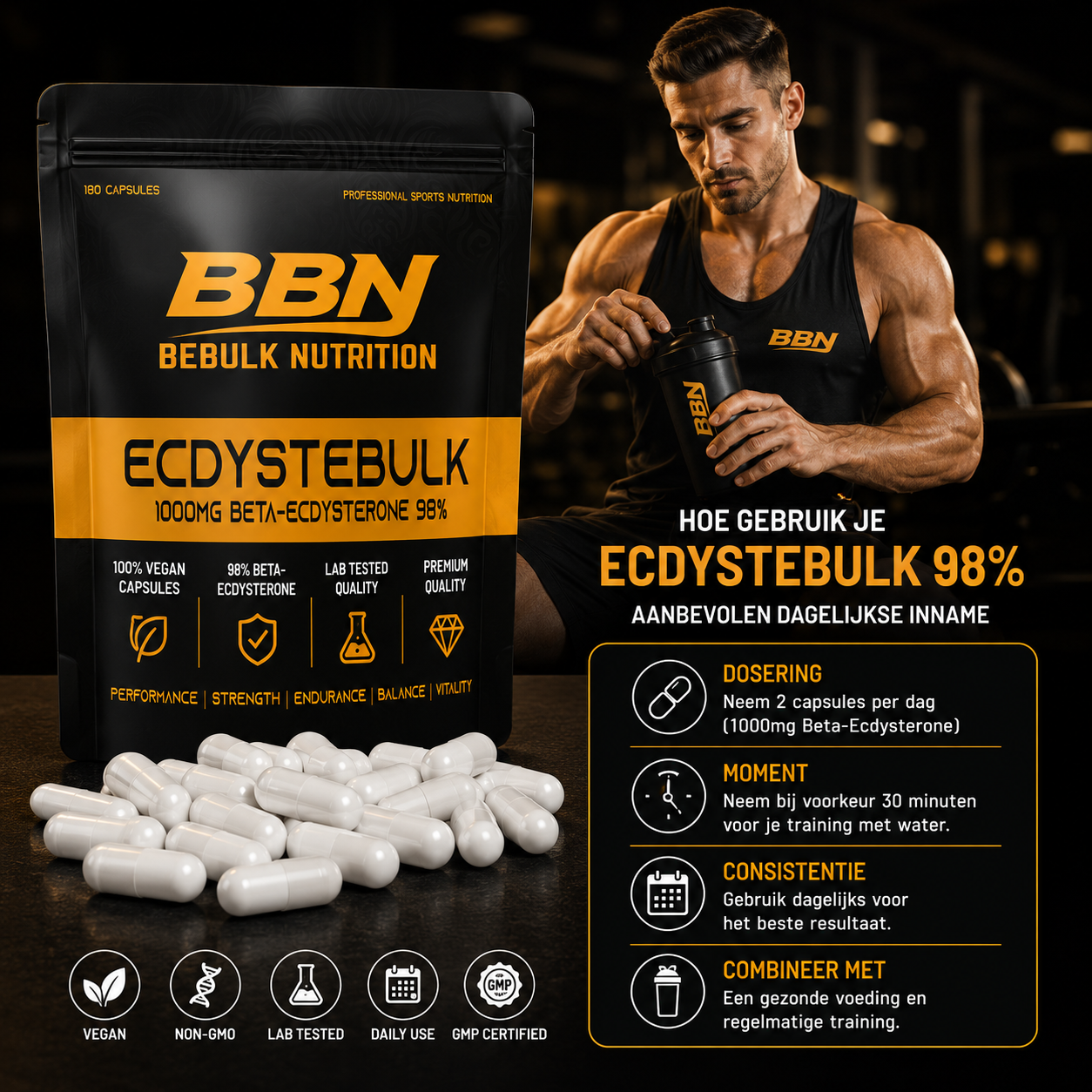 Ecdystebulk - Beta-Ecdysterone 98% - Capsules - BeBulk Nutrition
