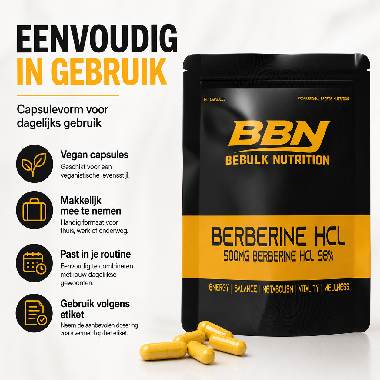 Berberine HCL 98% - Vegan - BeBulk Nutrition