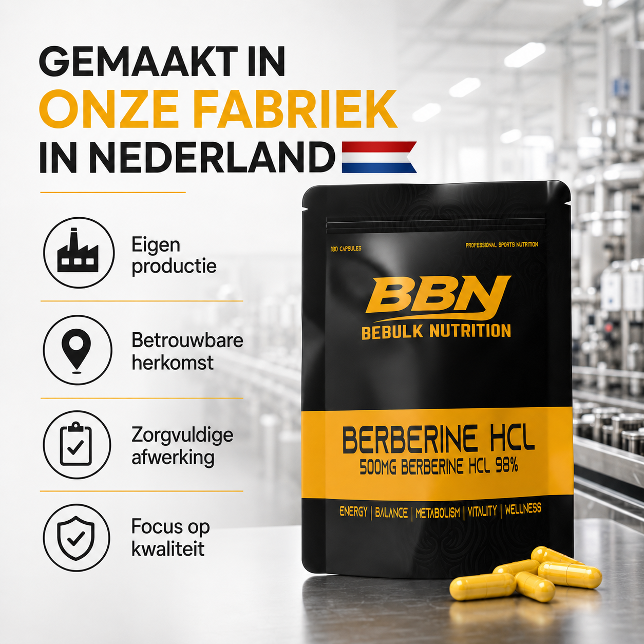 Berberine HCL 98% - Vegan - BeBulk Nutrition