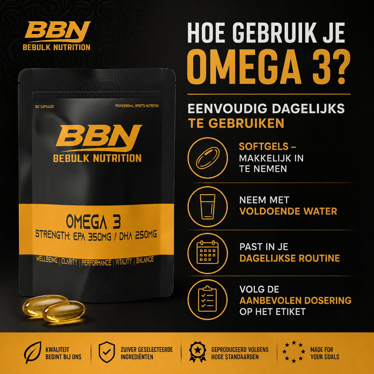 Omega 3 Strength EPA 350mg / DHA 250mg – BeBulk Nutrition