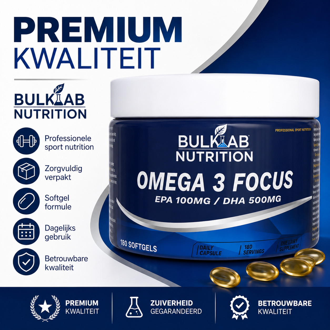 Omega 3 Focus: EPA 100mg / DHA 500mg – BulkLab Nutrition