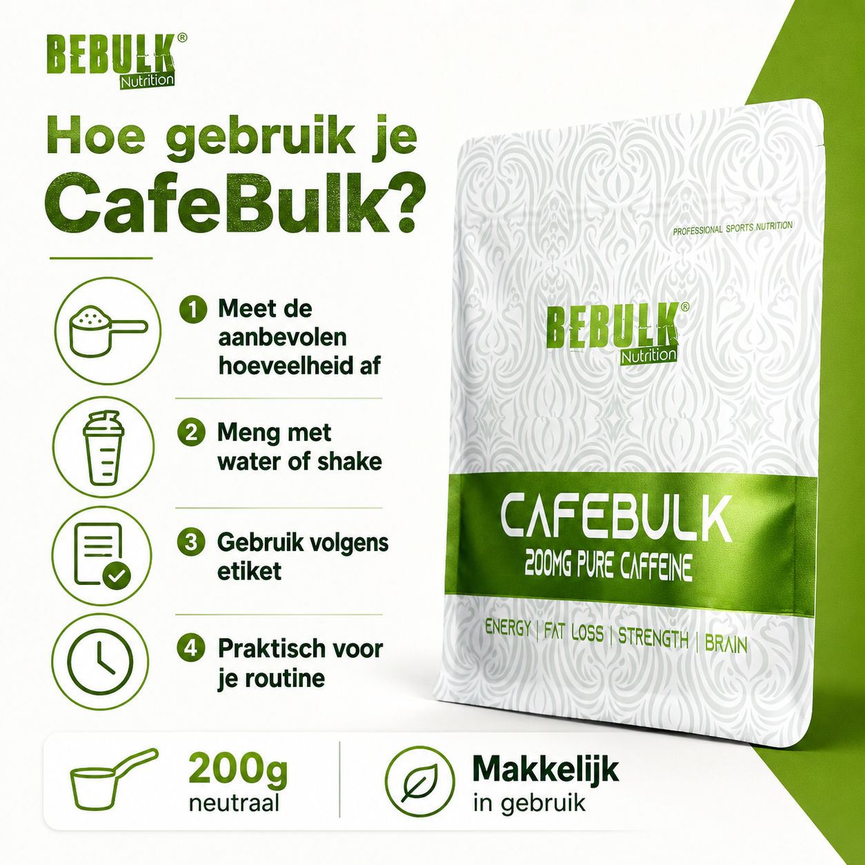 Cafebulk - Caffeine Poeder - BeBulk Nutrition