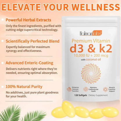 Vitamine D3+K2 + Kokosnoot Olie - Golden Nuts